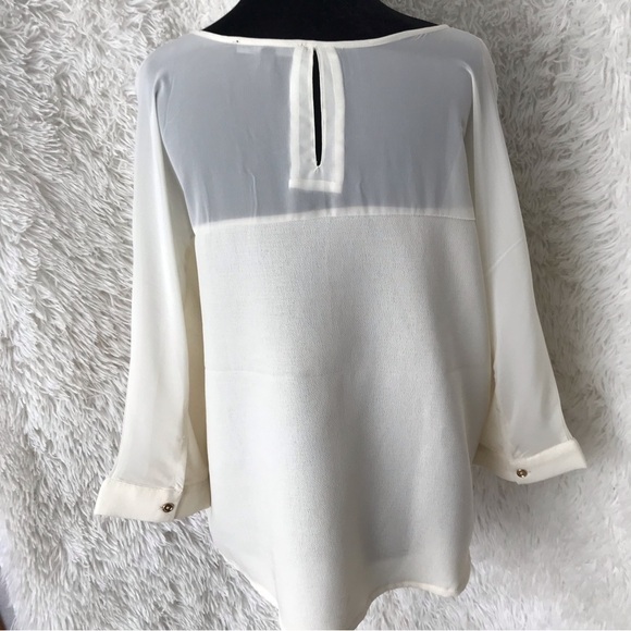 HARVE Benard cream blouse shirt with lace. Size XL. - Picture 3 of 7